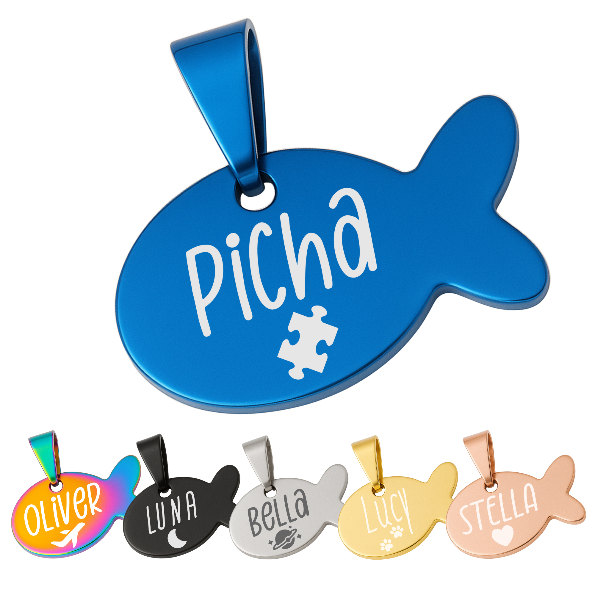 Fish Tag – Stainless Steel – Signature Edition (Matching Ring)